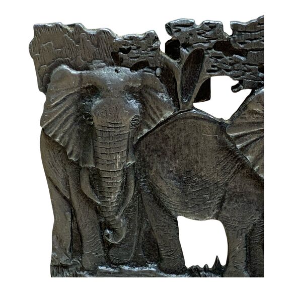 Vintage METZKE Pewter Bookends African Elephants 3-Dimensional Metal Patina - Picture 6 of 16